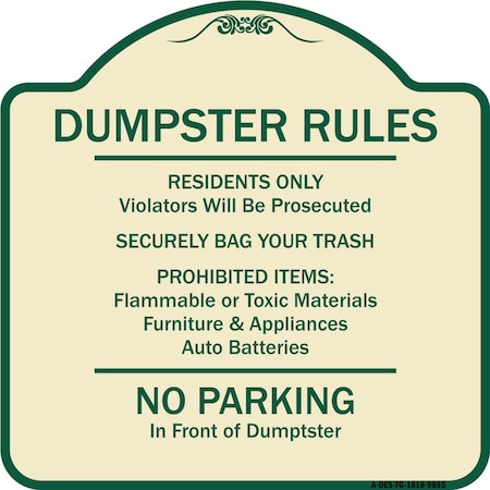 Designer Series-Residents Only Violators Prosecuted Bag Your Trash No Parking